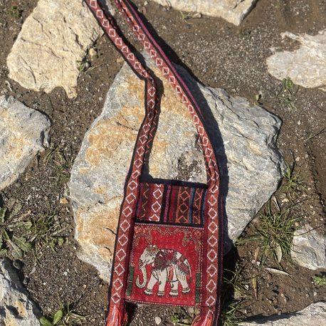 Etnik Çanta - Fil Desenli - Kırmızı