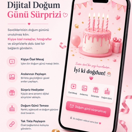 Kişiye Özel Dijital Doğum Günü Sürpriz Sayfası