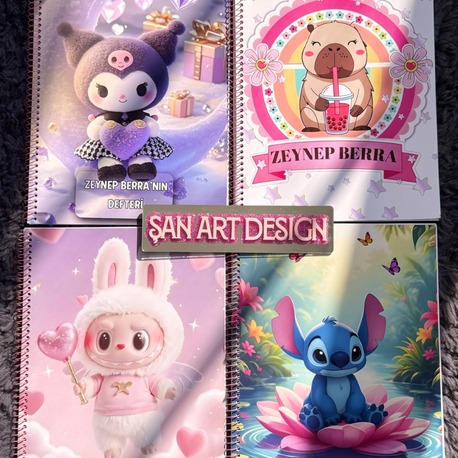 KUROMİ/LABUBU/STİTCH/KAPİBARA 1 ADET ÇİZGİLİ DEFTER
