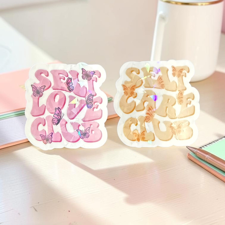 Self Love & Care Club Sticker - Parıltılı - 2li