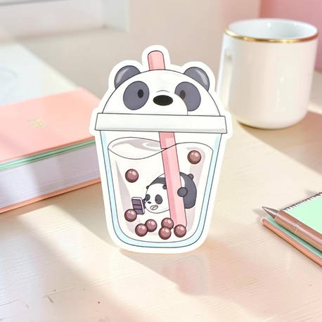 Boba Tea Sticker - Parlak - Tekli