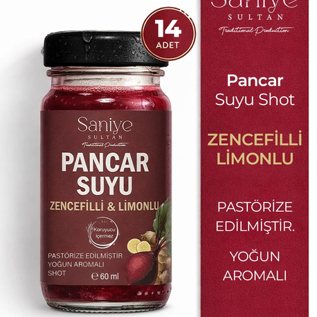 Pancar Suyu 14 lü Paket (zencefil ve limonlu) Shot | 60 ml × 14 Günlük Kür