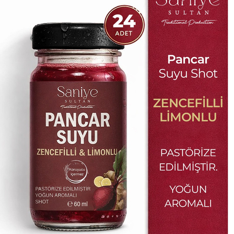 Pancar Suyu 24’lü Paket (Zencefil ve Limonlu) Shot | 60 ml × 24 Günlük Kür