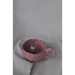 COQUETTE Kedi Detaylı Kalpli MUG (Kişiselleştirilebilir)