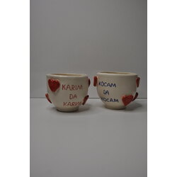LOVE Kabartma Kalp Detaylı Çiftlere Özel Fincan Takımı 