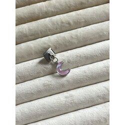 Silver Pembe Ay Charm