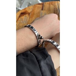 Silver Mıknatıslı Kalpli Sevgili Bileklik 