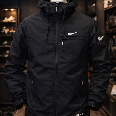 Nike nakış detaylı swoosh Siyah yağmurluk 