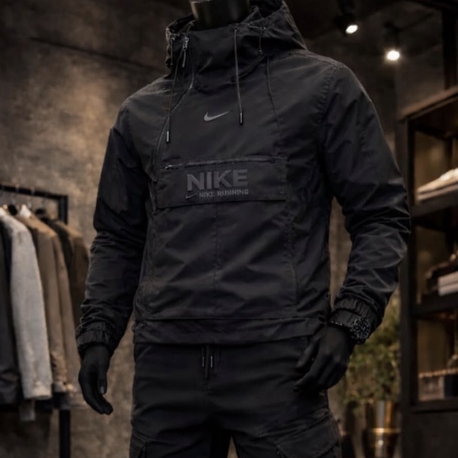 Nike kanguru cepli yağmurluk ( su geçirmez )  Siyaha Siyah
