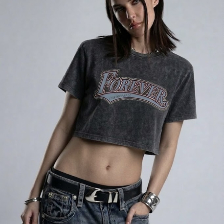 Forever Y2K Crop Bluz