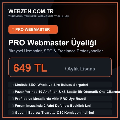 WEBZEN PRO Webmaster Uyeligi (1 Aylik)