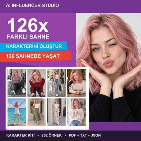 AI Influencer Studio 126 | Karakter Oluşturma ve 126 Sahne Kiti