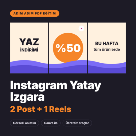 Instagram Yatay Izgara Eğitimi – 2 Post + 1 Reels (PDF)
