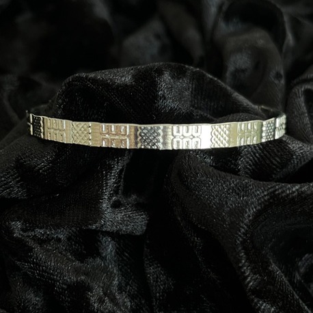 Silver Çelik Etnik Motif Manşet Bileklik