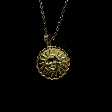 Gold Çelik Ay Güneş Kolye