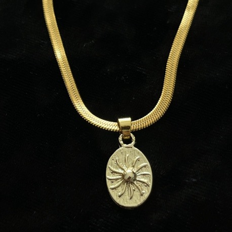 Gold Çelik Güneş Plaka Kolye