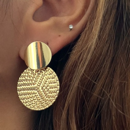 Silver Çelik Double Circle Küpe