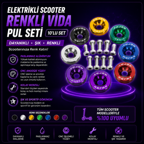 Elektrikli Scooter Renkli Vida Pul Seti 10’lu - MAVİ