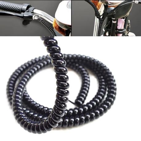 Parlak Siyah Kablo Koruyucu Spiral 1 Metre – Elektrikli Scooter ve Bisiklet Uyumlu