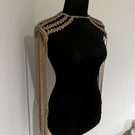 SE’Atelier - Rose Kristal saçaklı Tasarım Omuzluk / Crystal Epaulette