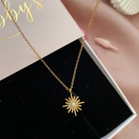 gold mini beyaz kutup yıldızı kolye | çelik