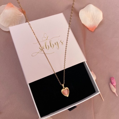 gold pink heart kolye | çelik