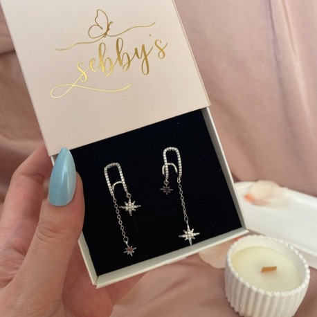 silver kutup yıldızı küpe | altın kaplama