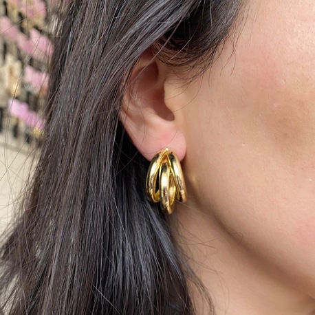 gold trinity küpe | altın kaplama