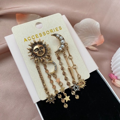 bronz sun&moon küpe | altın kaplama