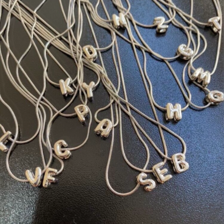 silver mini bubble harf kolye | çelik