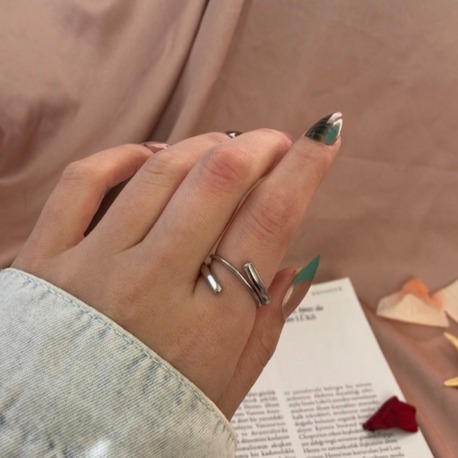 silver curled yüzük (no:20) | altın kaplama