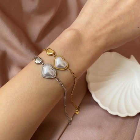 pearly heart bileklik | çelik