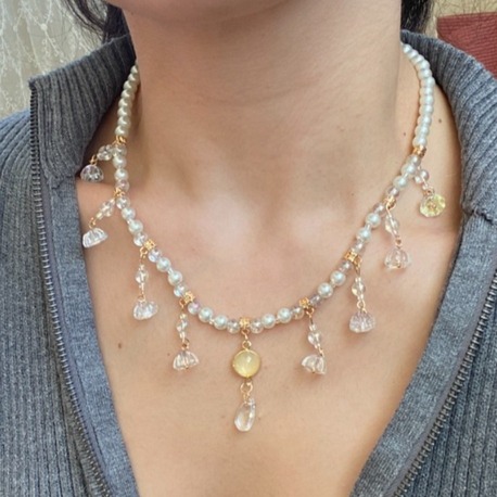pearly rose kolye | altın kaplama