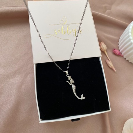 silver mermaid kolye | çelik