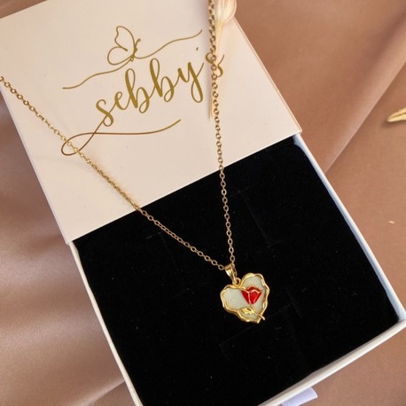 gold rosy heart kolye | çelik