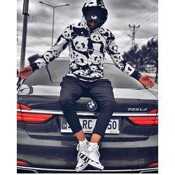 panda kapşonlu sweat