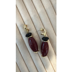 Bordo/siyah gold küpe
