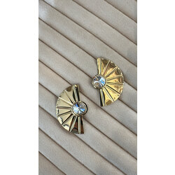Yelpaze gold küpe