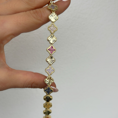 Premium seri 14k renkli yonca bileklik 