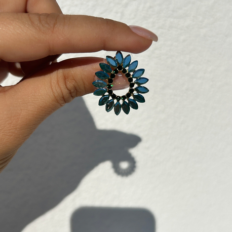 Premium seri tasarım yeşil kristal taş küpe 