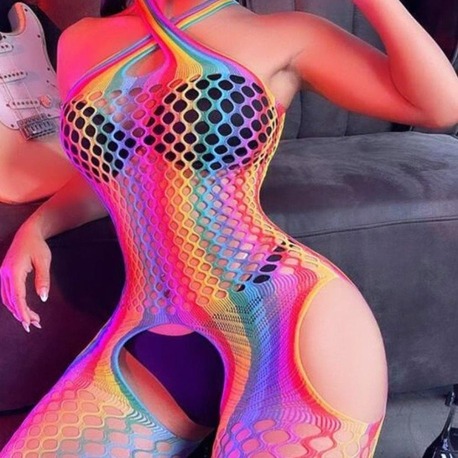 Neon Illusion Mesh Bodysuit – Renklerin Dansı