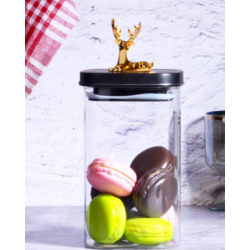 Geyikli Üfleme Cam Kavanoz - Orta