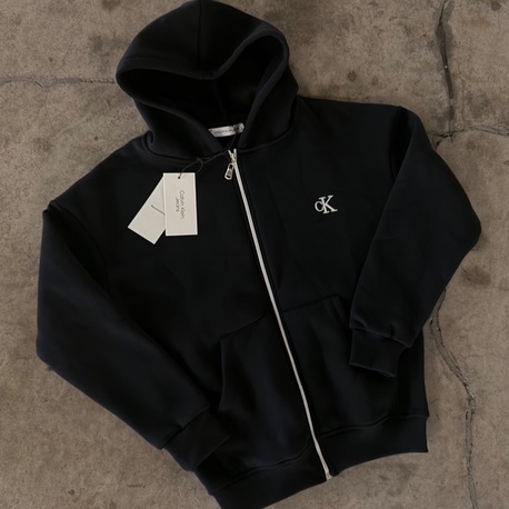 Nakışlı CK Siyah Fermuarlı Sweatshirt