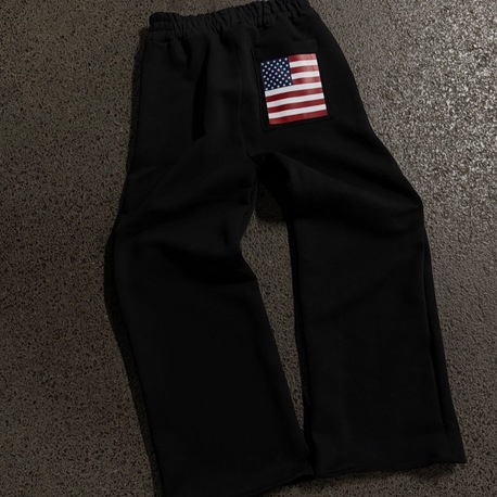 Amerikan Bayraklı Cep Detaylı Baggy Eşofman Altı