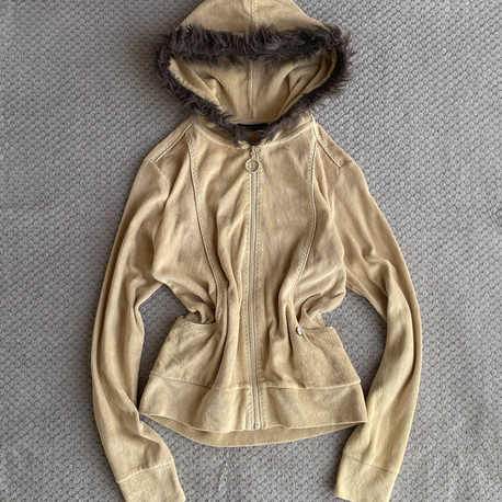 Vintage Y2K Baddie Fur Zip Kapüşonlu