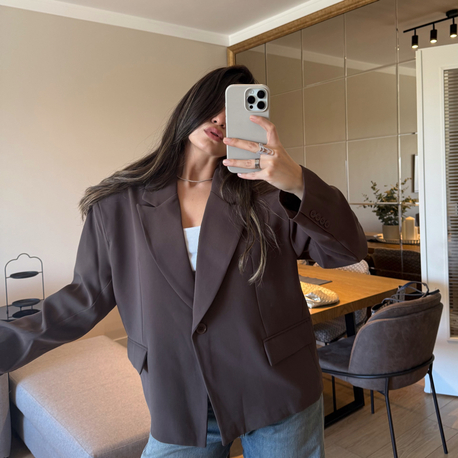Acı Kahve Blazer Oversize Ceket 