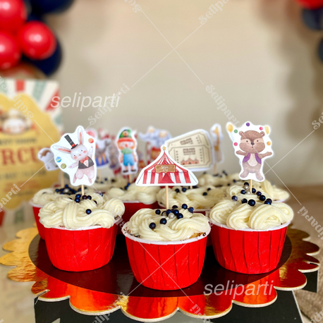 Sirk Temalı Cupcake Süsü - Opsiyon Seçiniz