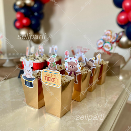Sirk Temalı Popcorn Kutuları - Opsiyon Seçiniz