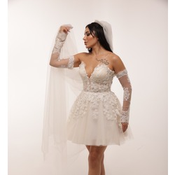 Freya Ivory – Kırık Beyaz İşlemeli Mini Elbise