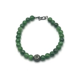 Amazonite Bracelet with Pave Diamond Ball